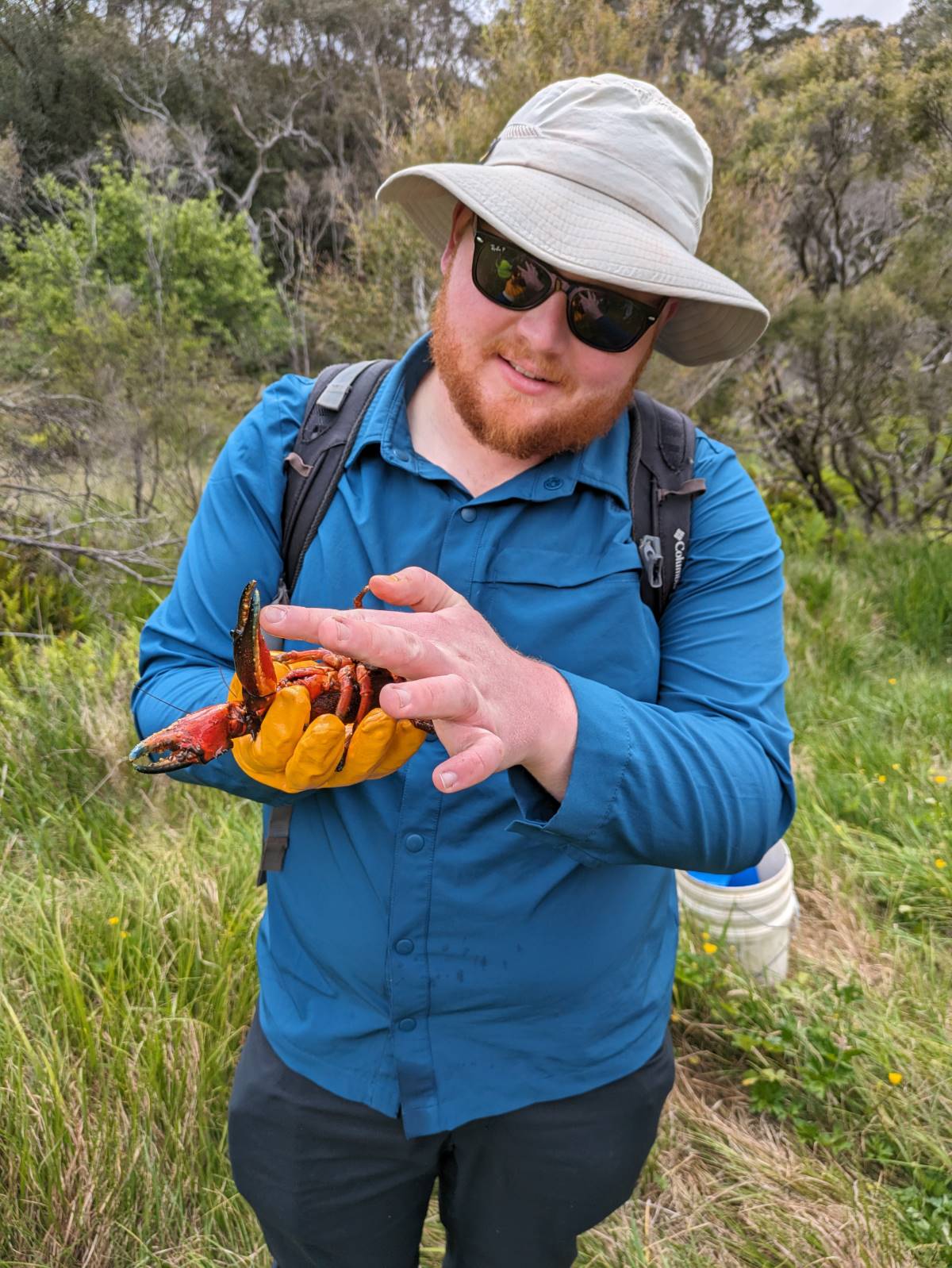 Will Goodwin with a Giant Spiny Crayfish.