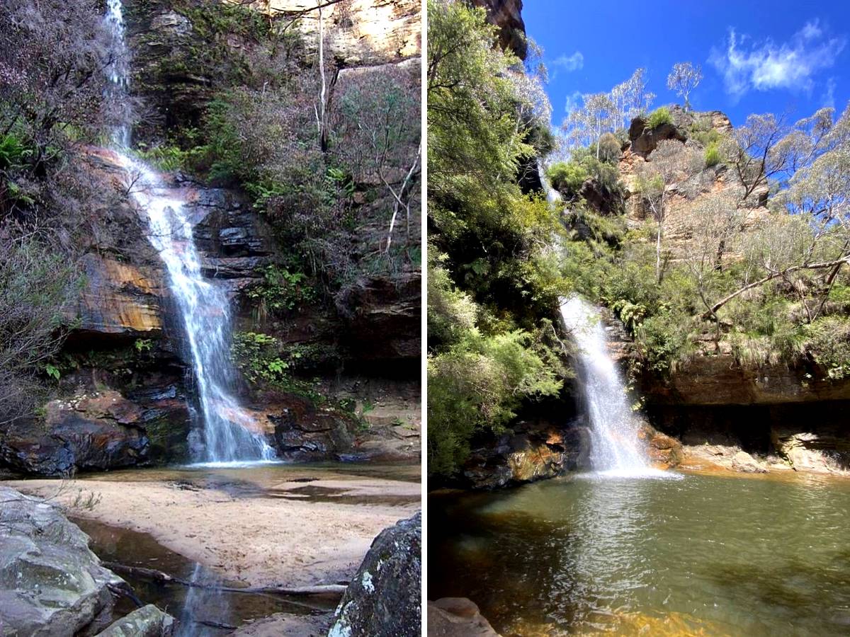 minnehaha falls before and after the swimming hole was filled with sand